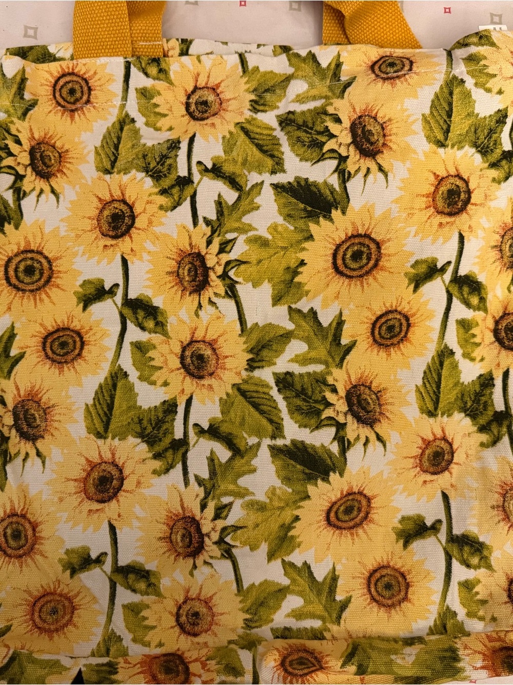 Sunflower Print Tote Bag - Yellow & Green Floral